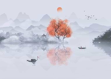 Chinese ink landscape