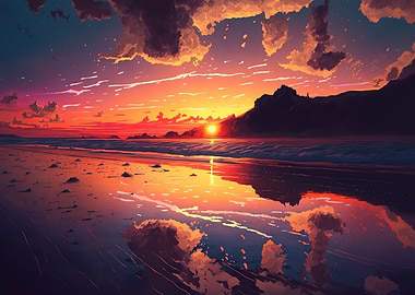 Beach sunset landscape