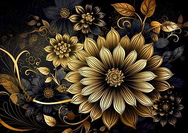 Golden floral background