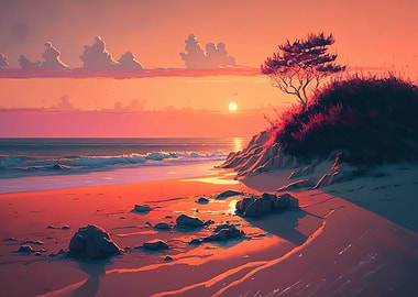 Beach sunset landscape