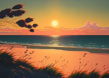 Beach sunset landscape