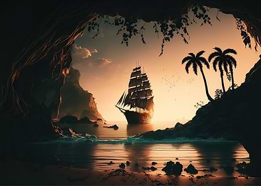 pirate ship landscape