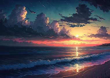 Beach sunset landscape