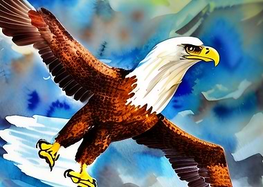 Eagle flying high in sky