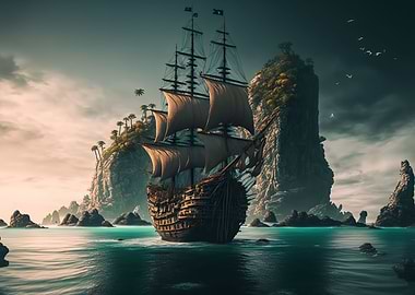 pirate ship landscape