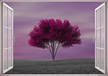 Open window tree violet