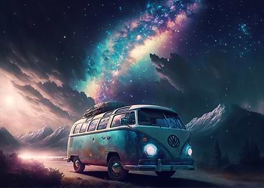 hippie van in space