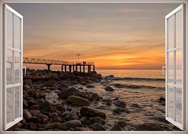 Window view sea landscape