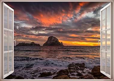 Window view sea landscape