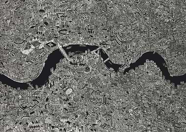 London map print thames