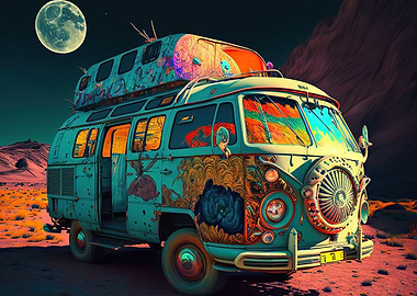 hippie van in space