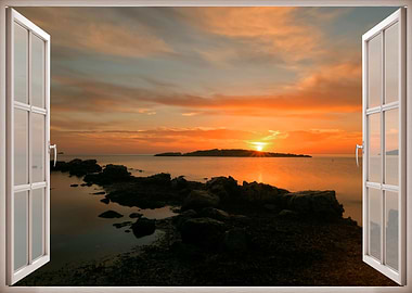 Window view sea landscape