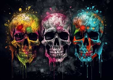 Skull Graffiti Street Art