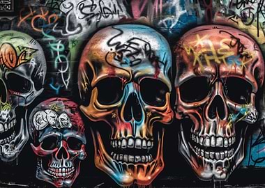 Skull Graffiti Street Art