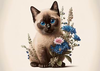 Cat with flowers