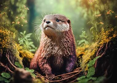 Otter Otto in the forest