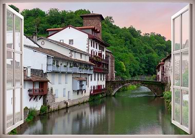 Window view town france