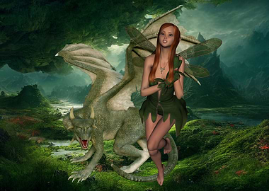 Elven Fairy and Dragon