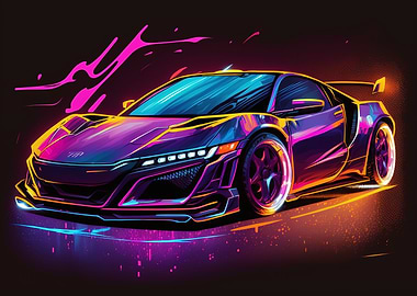 Neon Painted Acura NSX