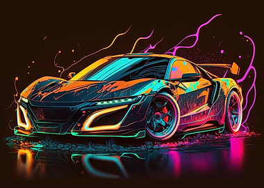 Neon Painted Acura NSX