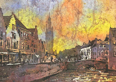 Bruges Belgium watercolor