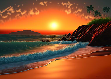 beautiful beach sunset