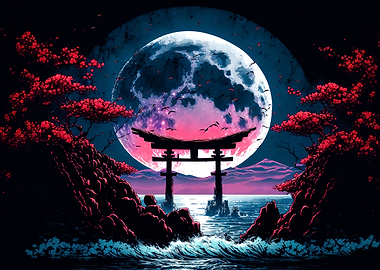 japanese landscape moon