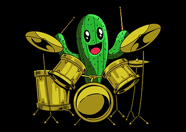 Drumming Drummer Cactus