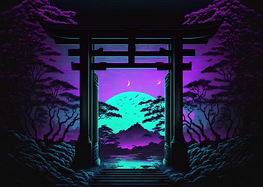 japanese landscape moon