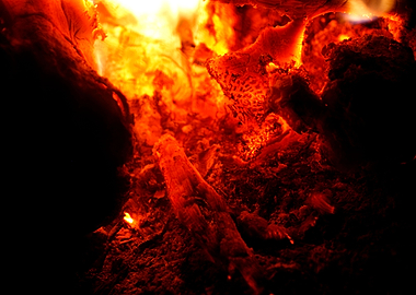 Fire grill flames closeup