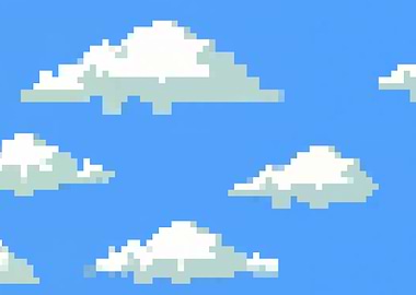 Pixel art clouds in sky vi