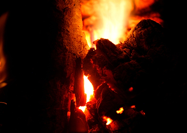 Fire grill flames closeup