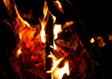 Fire grill flames closeup