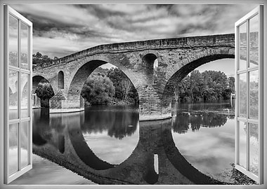Window view old bridge