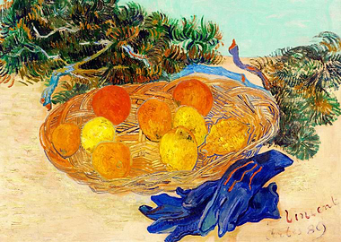 Oranges Lemons Blue Gloves