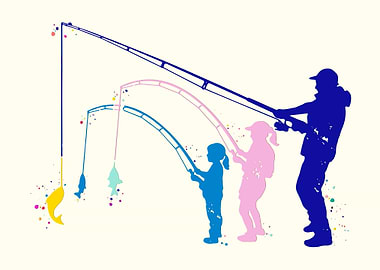 Father and Daughters Fish