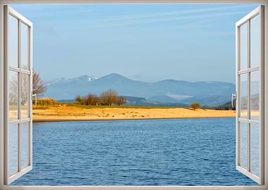 Window view lake blue