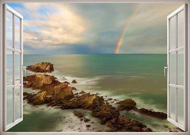 Window view sea landscape