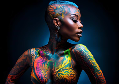 African model bodypainted
