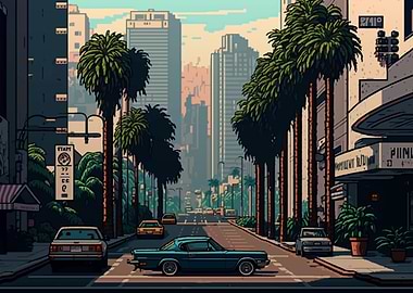 Los Angeles Pixel art