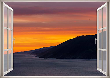 Window view sea landscape