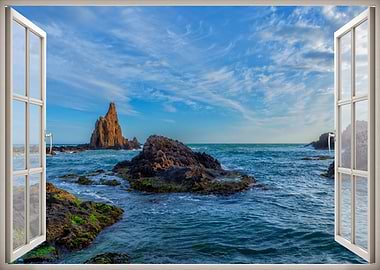 Window view sea landscape