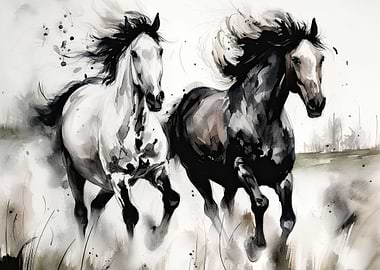 Black and White Horses