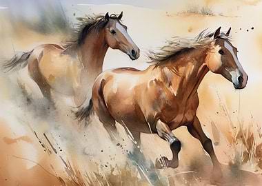 Wild Horse in Grassland