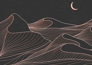 Mountain desert line art