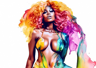 African model watercolored