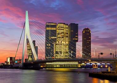 Sunrise at Erasmus bridge