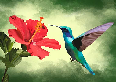Hummingbird Red Hibiscus