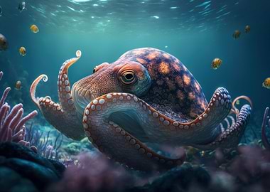 Octopus squirming through