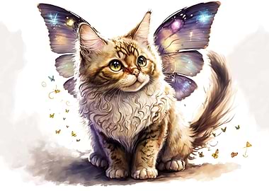 Butterfly cat watercolor